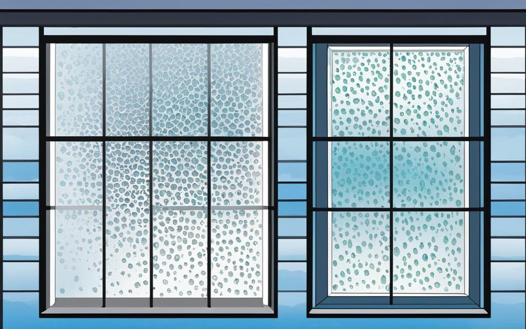 Ventanas Termopanel con algo de agua nieve por su cara exterior
