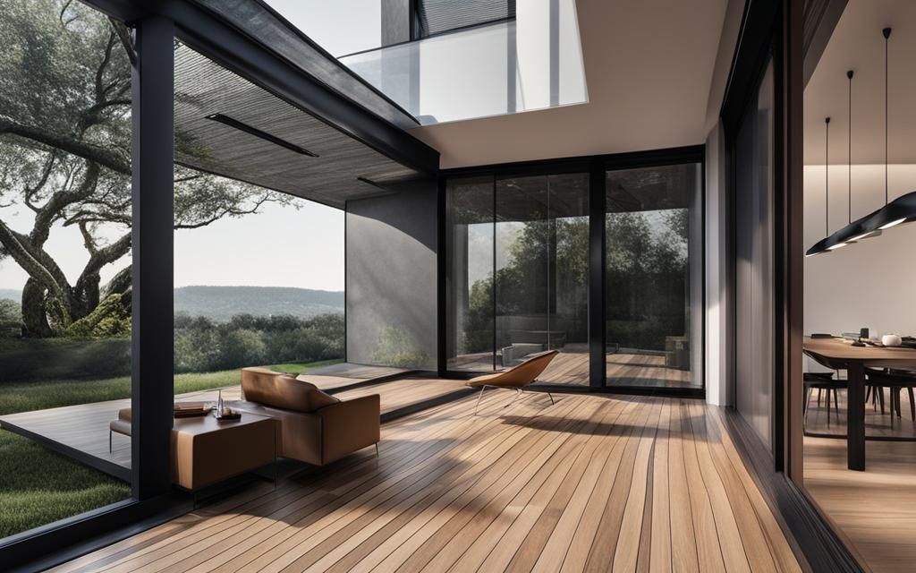 Casa de campo de estilo moderlo con ventanas de Termopanel Acústico