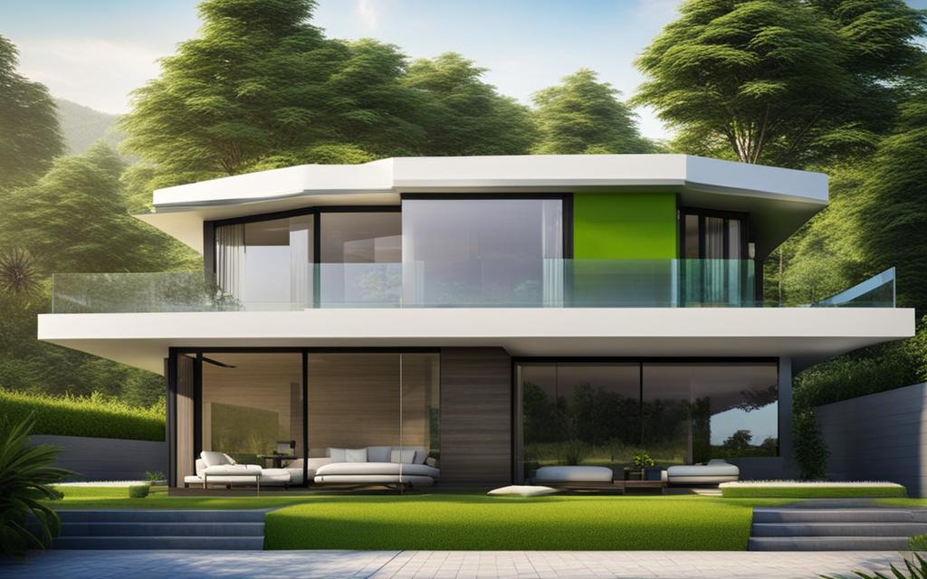 Fachada de casa con Ventanas Eficientes de Termopanel PVC
